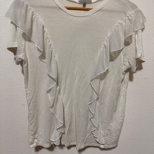 Charlotte Russe White Ruffle Short Sleeve Top